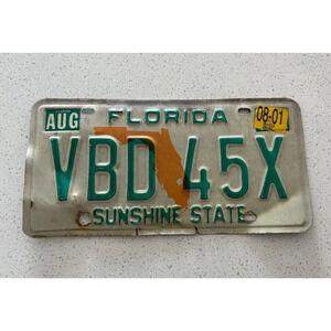 Vintage Collectibles Florida VBD 45X Sunshine State Old License Plate Sz 6"x12"